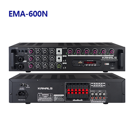 KANALS(카날스) EMA-600N 6채널파워앰프 600W 블루투스,마이크단자 55잭 캐논잭 겸용